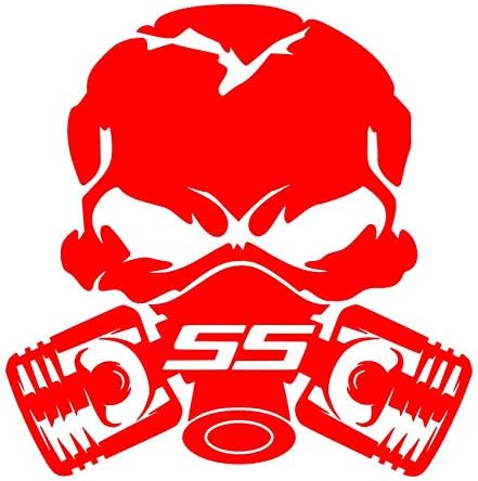 Red SS Piston Gas Mask Skull Decal Vinyl Sticker Graphics|UR Impressions|for Cars Trucks SUV Vans Walls Windows Laptop|RED|5.5 inch|UR691-R