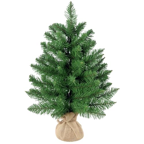 HOMCOM Albero di Natale Mini 55cm con 50 Rami Folti e Aghi Realistici in PVC, Base in Cemento e Iuta