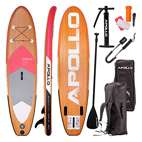 Apollo iSUP Board Komplett-Set | Aufblasbares Stand Up Paddle Board | inkl. Paddel, Pumpe | Stand Up Paddling für Anfänger und Profis | 10’8, 12’ Stand Up Paddling Board | SUP Board