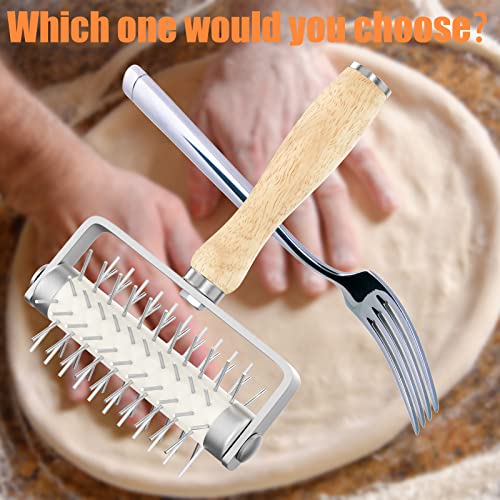 Pizza Dough Docker and Pastry Roller with Stainless Steel Spikes - Prevents Dough from Blistering and Creates Perfect Crust - Commercial-Grade Essential Pizza Making Tool
