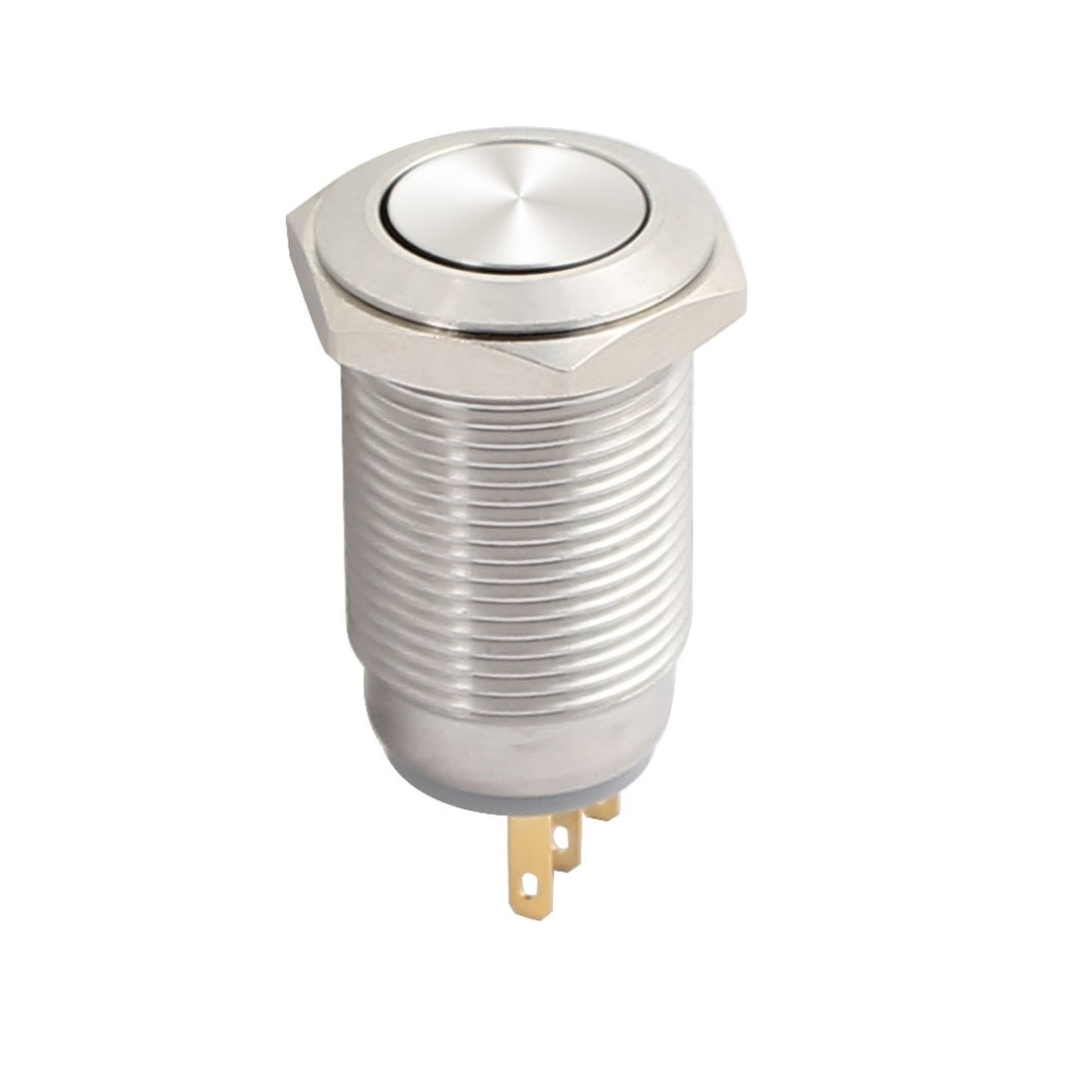 Commutateurs UL 16mm 0.63 "diamètre de montage capuchon plat verrouillage en acier inoxydable bouton-poussoir en métal commutateurs à bouton-poussoir commutateur SPDT VEzSgFdY