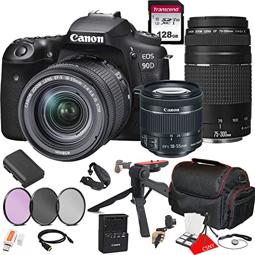 Canon EOS 90D DSLR Camera w/EFS 1855mm F/45.6 Zoom is STM Lens + 75