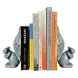 Livfodrm Decorative Bookends for Heavy Books,Heavy Duty Book Ends for Shelves, Cast Iron Squirrel Book Stoppers Organizer,Cute Bookend Stand Glod Green 2PCS
