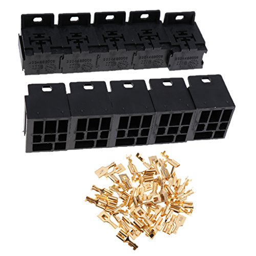 10 pcs 5-Pin Enchufe de Relé Relay Socket + 50 pcs Terminal de 6.3 mm