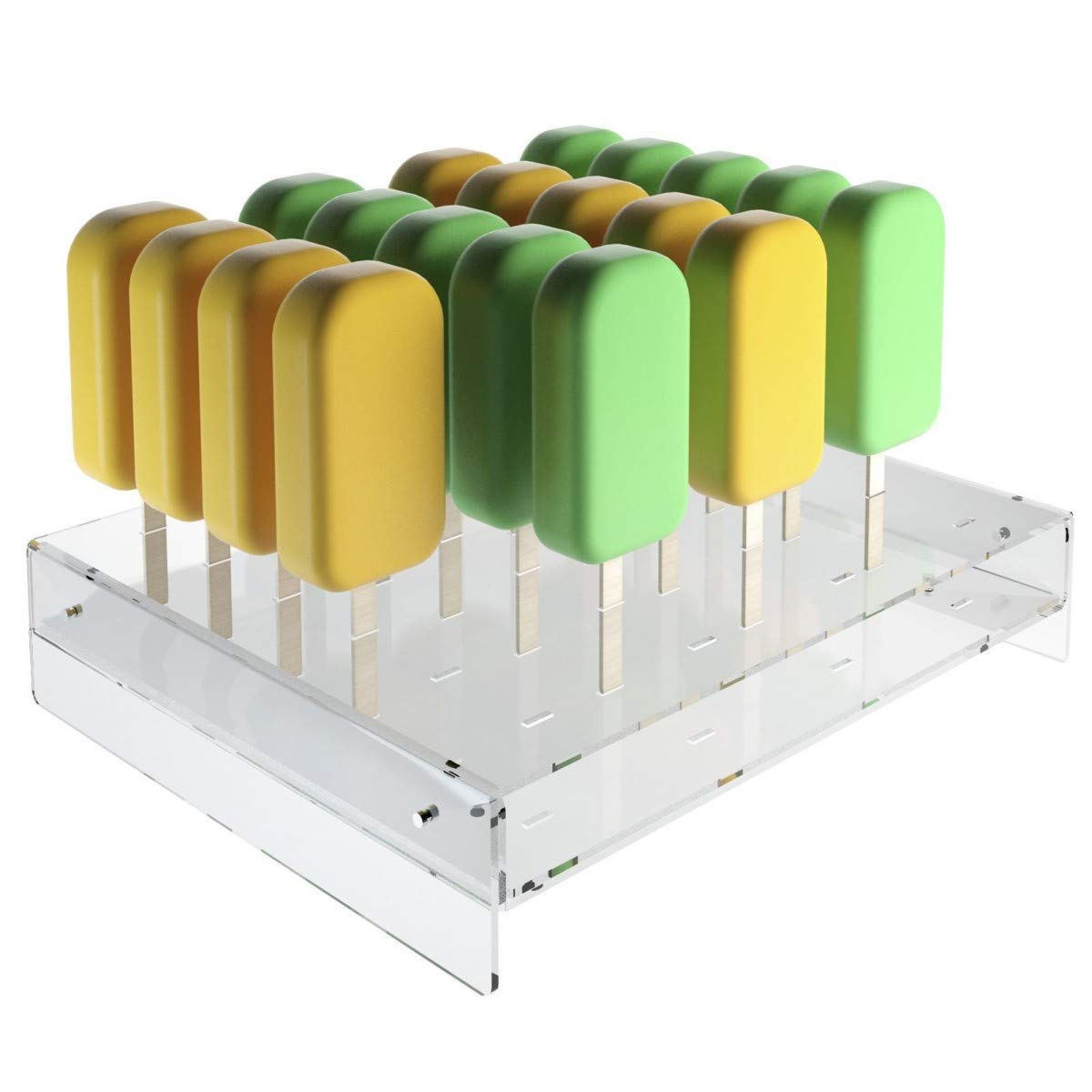 Parta ghiaccioli stecco in plexiglass trasparente a 24 postazioni - Misure: 31x27.5xH7 cm