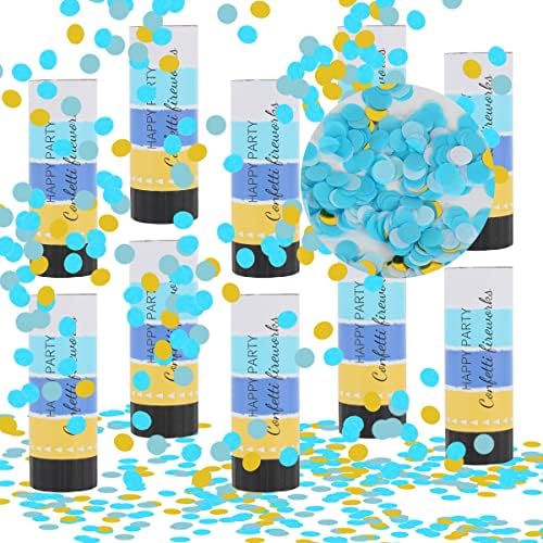 10 Pcs Confetti Cannons, Taozoey Party Poppers, Handheld Wedding Confetti Cannon, Handheld Confetti Tube, for Weddings, Parties, Baby Showers, Christmas, Birthday Parties (Gold)