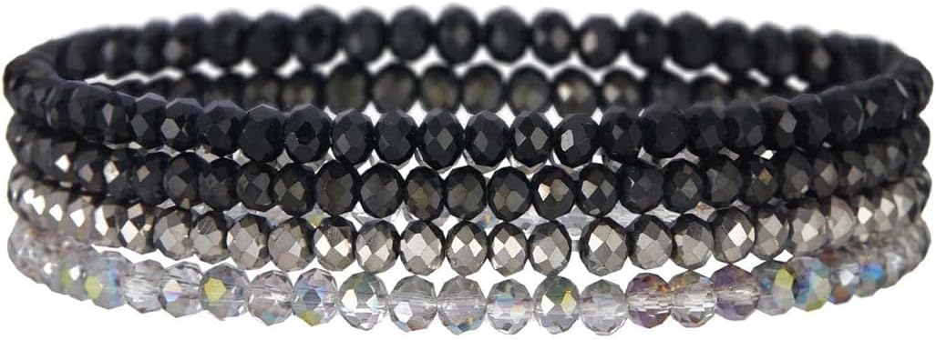 Boho Beaded Stretch Bracelet Colorful Stackable Bracelets Layered Glass Crystal Beads Bracelets Fashion Summer Beach Jewelry Accessory for Women