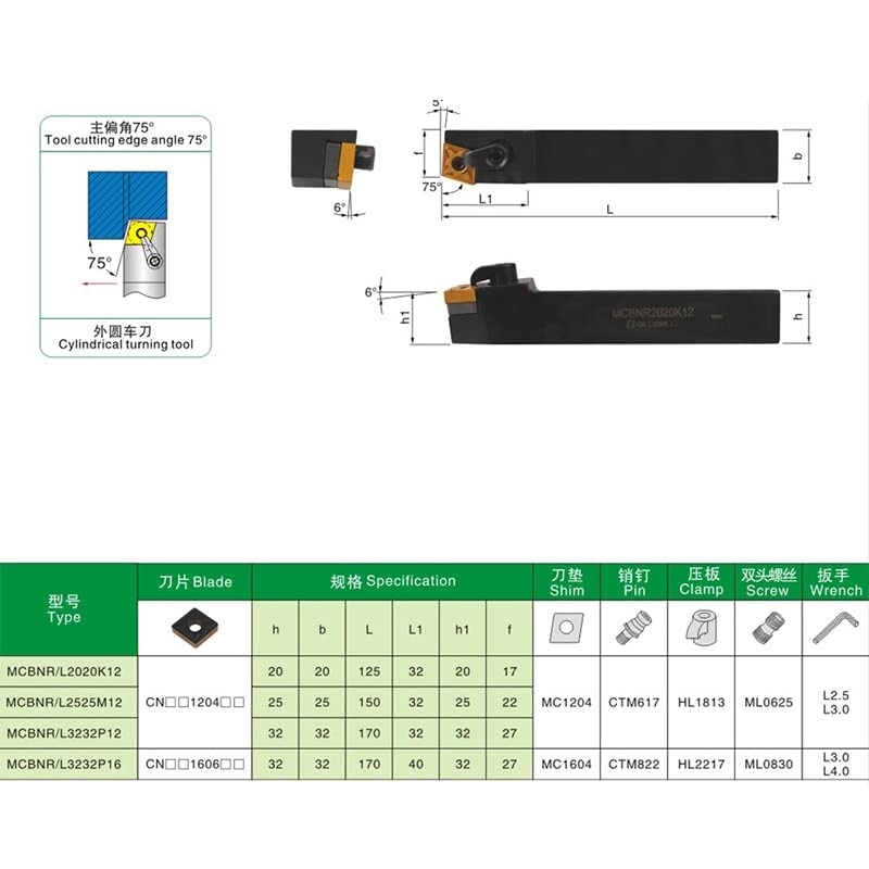 Porta herramienta CNC MCBNL2525M12 para torno miniatura 6
