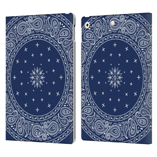 Étui portefeuille Apple iPad 10.2 2019 2020 2021 cuir bleu bandana