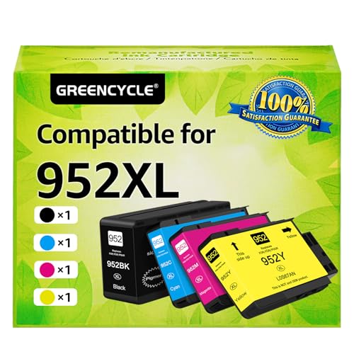 Tinta Y Tóner, Office Product Greencycle 952XL - Cartuchos de tinta de repuesto para impresoras HP 952 XL compatibles con OfficeJet Pro 8710 8720 8740 7740 8210 (1 negro, 1 cian, 1 magenta 1...