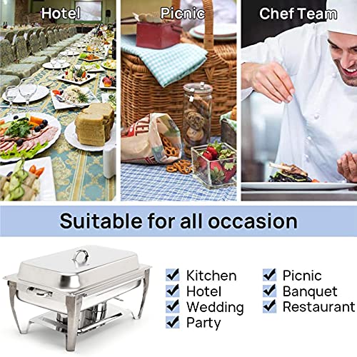 LKJHG Edelstahl Chafing Dish Buffet Set, 9 L Rechteck Buffetwärmer Chafer Set Mit Deckel & Deckelhalter, Für Buffet… – Bild 6