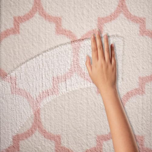 Taracarpet Badematte Badteppich für das Badezimmer waschbar in der Waschmachine Florentiner Muster Creme Rosa 060x120 cm – Bild 7