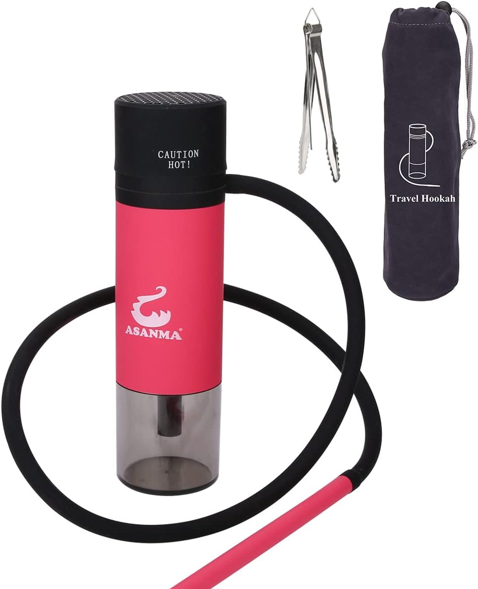 Car Hookah, Portable Hookah Set Travel Hookahs Small Hookahs Mini Shisha for Car Outdoor Travel Shisha Sheesha Narguiles Smoking (Red)