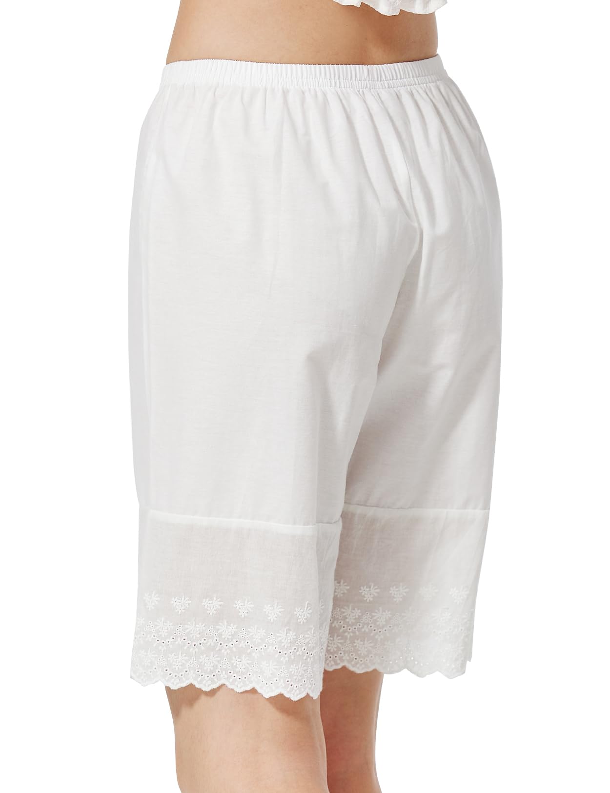 BEAUTELICATE Damen Bloomers Shorts Baumwolle Viktorianische Schlafanzughosen Pyjamahose Kurz Sommer Vintage Pumphose Rüschenhose Antistatisch Renaissance Medieval Kostüm Elfenbein Beige
