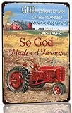 So God Made a Farmer Metal Sign Home Farm Poster Decor Farmhouse Wall Art Sign for Living Room Kitchen Bathroom Christian Religious Gifts 8x12 Inch