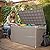 MAIUSCOLI 100 Gallon Outdoor Deck Box,Storage Lockable Waterproof Patio Furniture,Garden Tools,Cushions,Pool Accessories Outside Storage Resin Box(Grey)