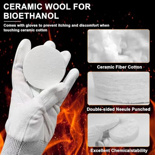 12 Stück Keramikwolle für Bioethanol, Keramik-Wollschwamm, Keramikschwamm für Bioethanol Kamin,Keramische Wolle Keramik Wolle, Indoor Gel Tischkamin Ethanol Ceramic Sponge Wool (8.6 x 8.6 x 2.8cm)