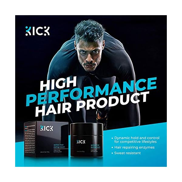 Hair-Cream-for-Men-by-KICK-Medium-Hold-Forming-Cream-Award-Winning-Mens-Hair-Products-Non-Greasy-Hair-Styling-Cream-with-Argan-and-Coconut-Oil-to-Restore-Dry-Damaged-Hair-2-Oz Kick Hair Cream for Men Medium Hold Forming Cream - Award Winning Mens Hair Products - Non Greasy Hair Styling Cream with Argan and Coconut Oil to Restore Dry, Damaged Hair - 2 Oz