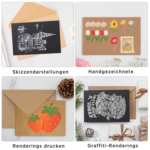 YSDMY 100 Stück Postkarten Blanko A6 Kraftpapier 14.5 x 9.5 cm Kraftkarton zum Drucken 350g/m² Blanko Karten postkarten Karteikarten Papier Karten für DIY Kreative Bastelprojekte (Schwarz/Braun)