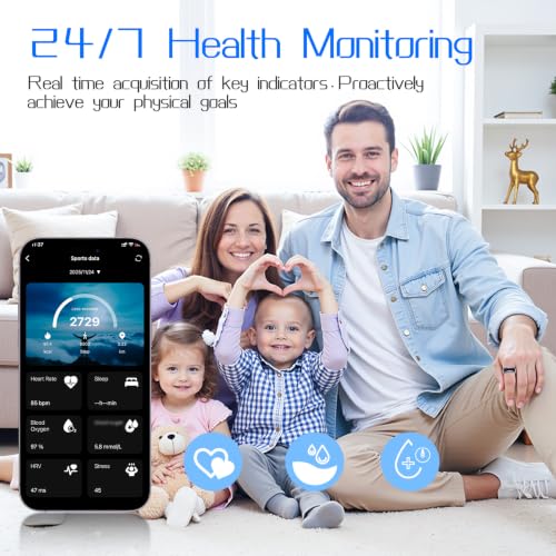 Image of Smart Ring for Women & Men, Fitness & Health Tracker with Display Screen, IP68 Waterproof Smart Rings for Health Monitoring, Fitness Tracker Ring with Call Notification, No App Fe
