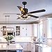 LuxureFan Retro Industrial Ceiling Fan Light for Restaurant/Living Room with Create Iron Cage Cover Pull Chain/Remote and 5 Reversible Wood Leaves (52Inch)