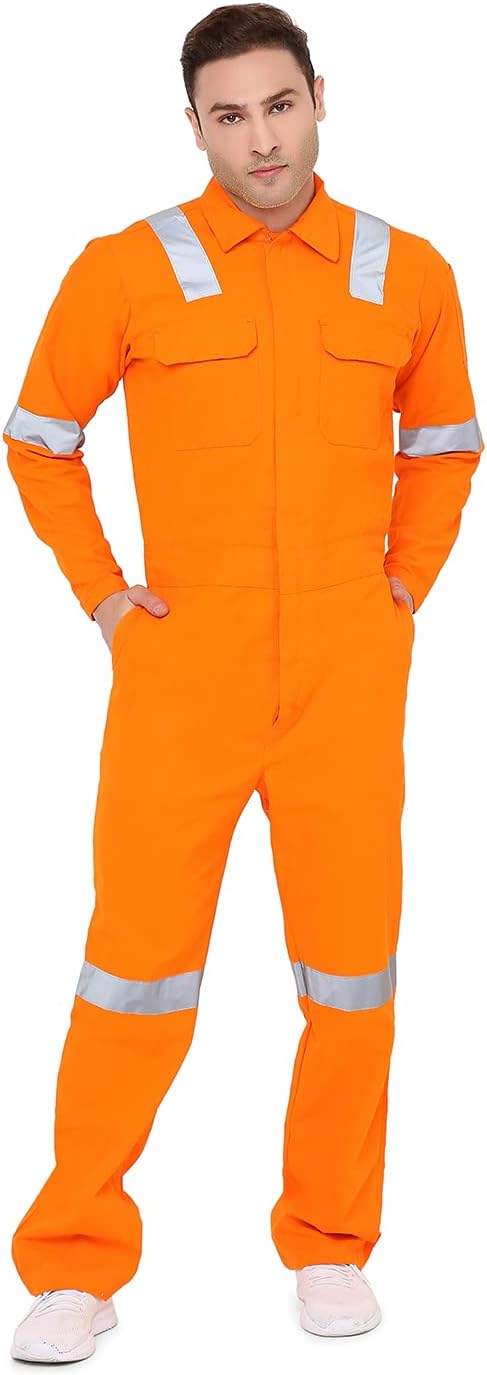 - Associated Uniforms Men's 100% Cotton Industrial Work Wear Coverall Boiler Suit of 240 GSM with Reflective Tape