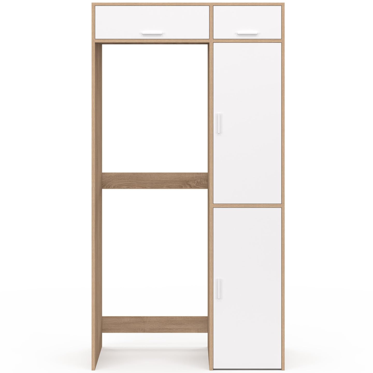 IDMarket Wallis - Mueble de lavandería, lavadora y secadora, con armario de almacenamiento, madera y blanco