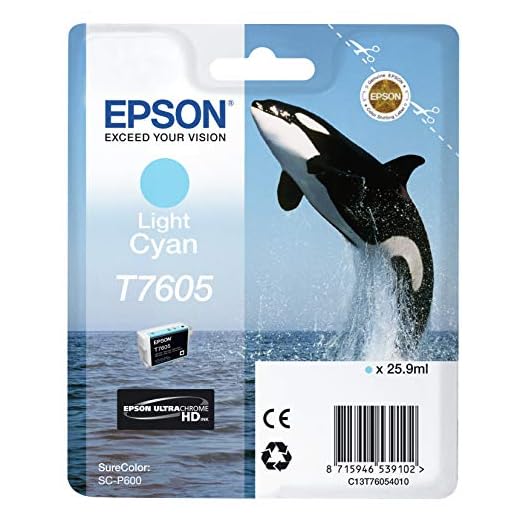 Epson T7605 Light Cyan - Epson T7605 Light Cyan, Light Cyan, Epson, SureColor SC-P600, C13T76054010, Inkjet, 25.9 ml