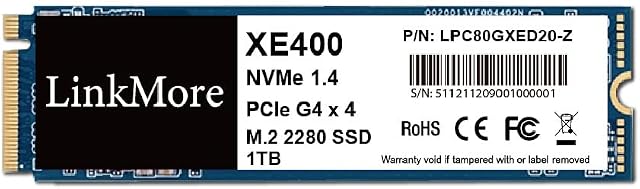 LinkMore XE400 1TB M.2 2280 PCIe Gen 4X4 NVMe 1.4 Internal SSD, Solid State Drive, Up to 5000MB/s for Latop and PC