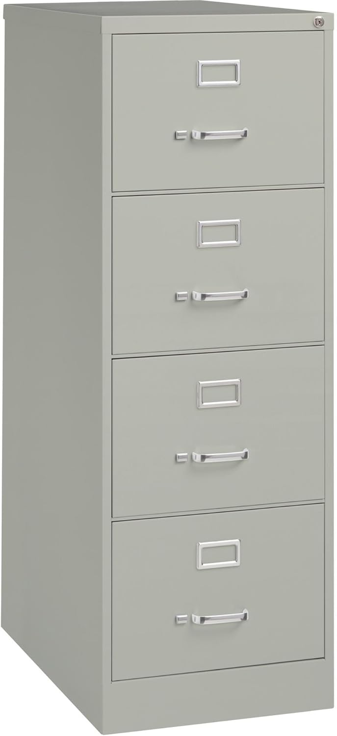 Lorell 4-Drawer Vertical File, 18 by 26-1/2 by 52-Inch, Light Gray