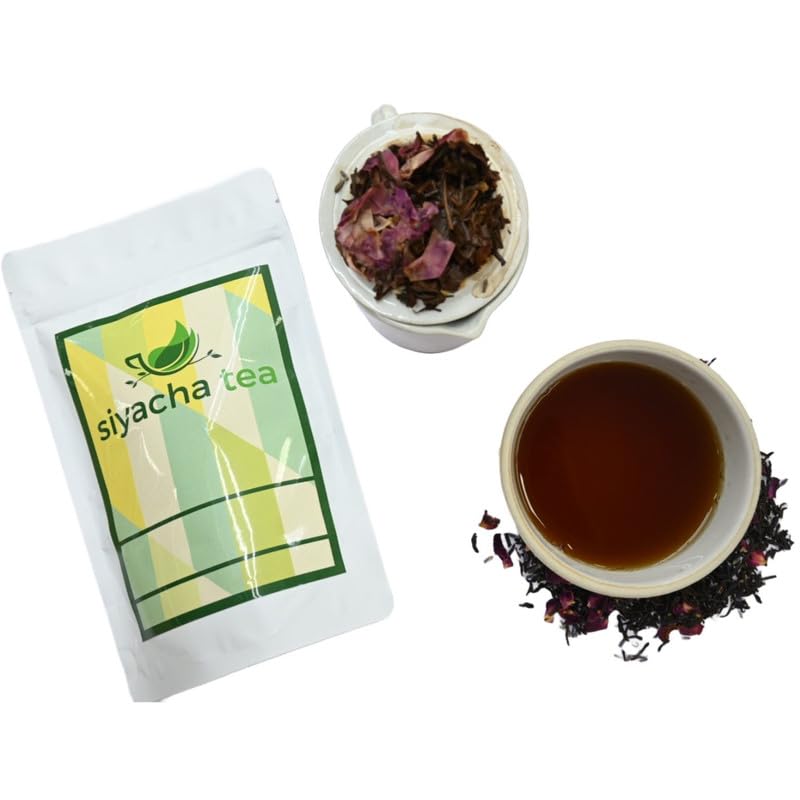 Image of Siyacha Tea Rose Lavender Twist Black Tea, Loose Leaf Herbal Blend, 100% Natural Ingredient Chai Patti, Calming, Stress Relief Premium Beverage, Natural Immunity Booster, Wellness Blend, 250g Pouch