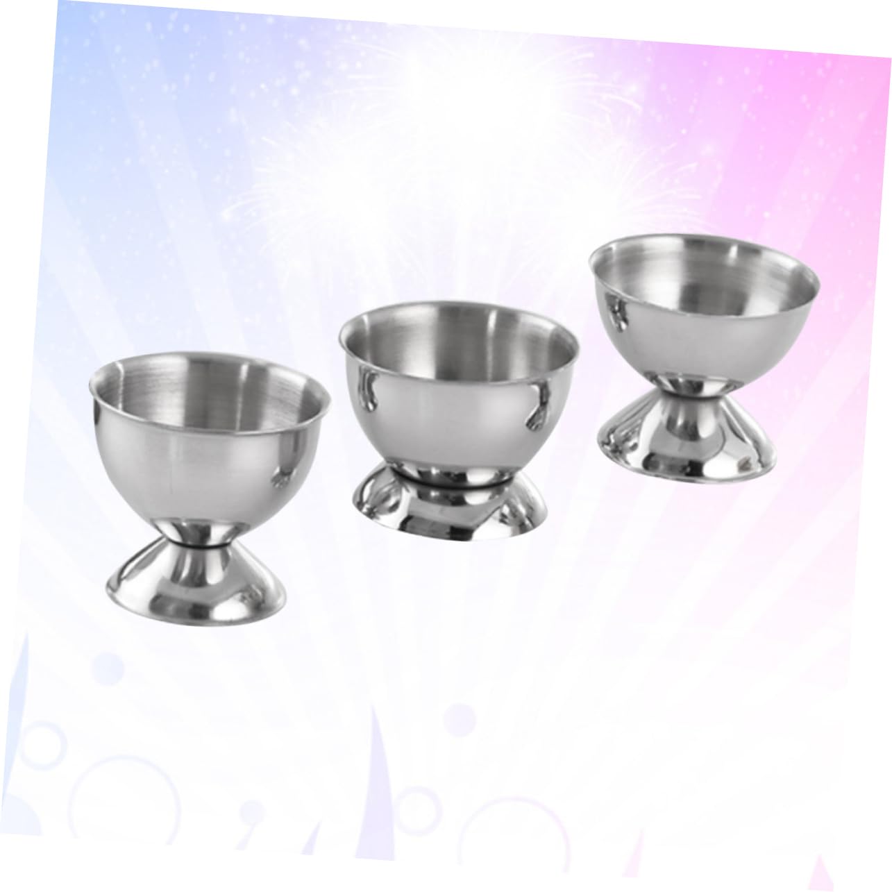 NAMOARLY 3pcs Creative Egg Cup Stainless Steel Egg Rack Egg Holder Egg Tray Silver