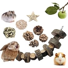 VCZONE Rabbit Chew Toys, Pet Bunny Tooth Chew Toys Organic Natural Apple Wood Grass Cake Ideal for Bunny, Chinchilla, Guinea Pigs, Hamsters Teeth Grinding (8 Pack)