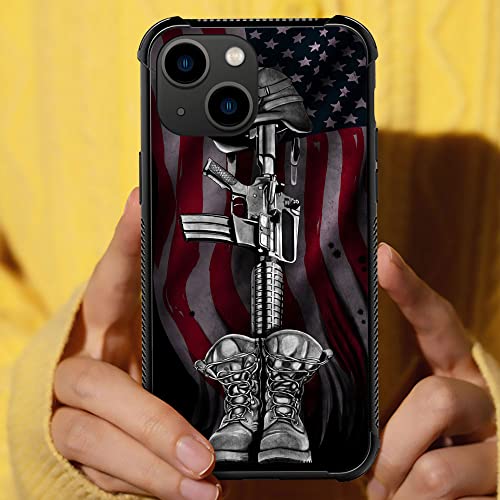 Goodsprout Compatible With Iphone 14 Plus Case,American Flag Soldier Cross Pen Blank Iphone 14 Plus Cases, Acrylic Back+Soft Silicone Tpu Shock Protective Case For Apple Iphone 14 Plus Case #TOP4