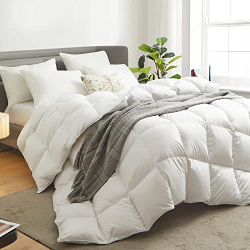 Hombys 90% White Goose Down Comforter King Size For All Season, 800 Fill Power Fluffy Duvet Insert 36Oz Filling Weight With Corner Tabs, 106" L X 90" W #TOP14