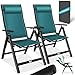 KESSER® Gartenstuhl Hochlehner mit Armlehnen 2er Set Aluminium Klappstuhl mit Kopfkissen & Abdeckung Campingstuhl 7-Fach Verstellbar Rückenlehne Atmungsaktiv Wetterfest Klappbar Anti-Rutsch, Petrol