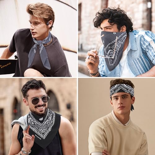 Image of Mochabao 100% Cotton 27 inch x 27 inch Large Bandanas for Men & Women, Multi-Purpose Bandana Headbands, Square Head Scarf