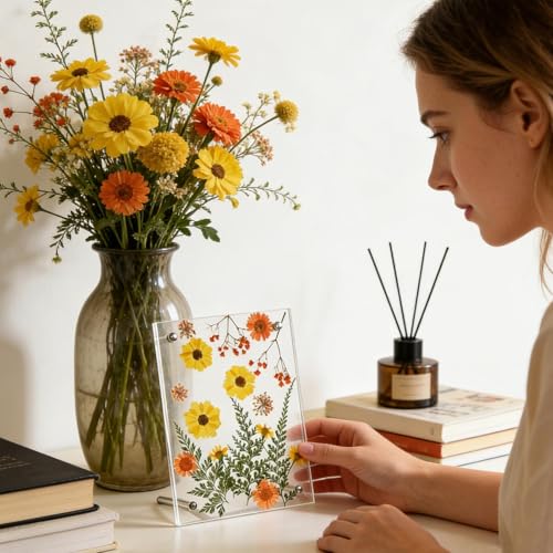 Cadre de fleurs séchées déco murale durable pour masquer mur vide - 3
