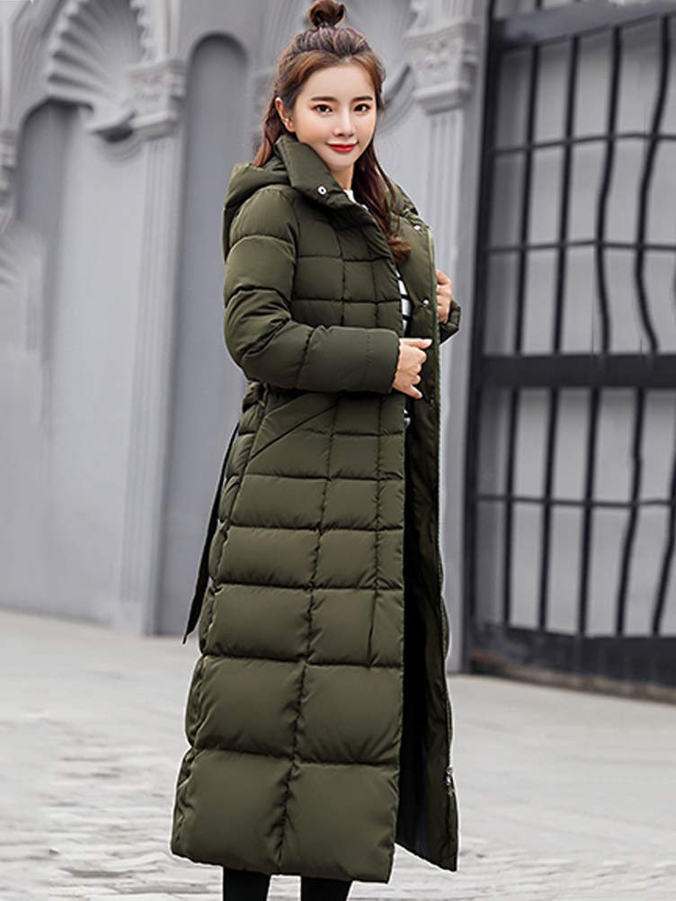 ORANDESIGNE Damen Warm Winterjacke Parka Jacke Mantel Lange Mit Fellkapuze Steppjacke Wintermantel Lässig Dicker Daunenjacke Daunenmantel Mit Gürtel