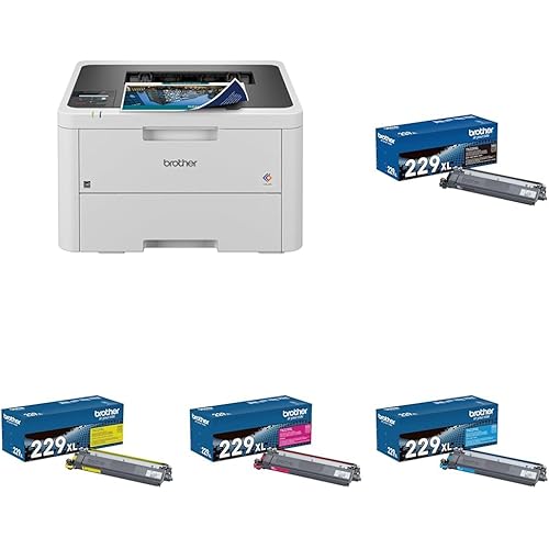 Brother HLL3220CDW Printer and TN229XL Black and Colors (C, M, & Y) High Yield Toners
