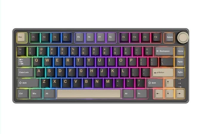 Image of RK ROYAL KLUDGE RK R75 Gaming Keyboard Wired Mechanical Keyboard with RGB Backlit, PBT Keycaps for Mac Windows Linux - Phantom, Brown Switch (Phantom, Brown Switch, Wired)