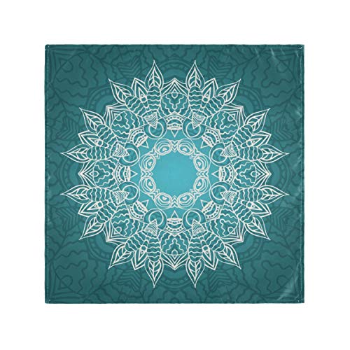 Auskid Peacock Blue Mandala Cloth Napkins Set Of 6, Washable Polyester Dinner Napkin, 20 X 20 Inch Table Napkins For Family, Parties, Weddings, Restaurant, Holiday Dinner #TOP5