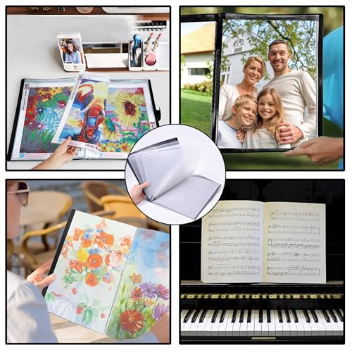 Image of SKRYUIE A3 Diamond Painting Storage Book - 60 Diamond Painting Capacity, 30 Page Protectors, 17.2x12.8 inches, Portfolio Folder for Presentation and Organization - Blue