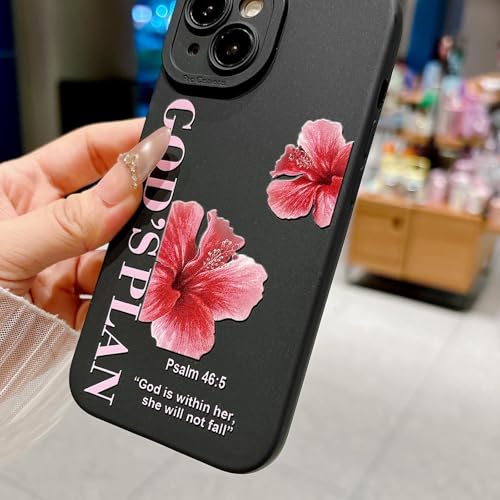 VirgoCCY God's Plan Phone Case for iPhone 15 Case, Bible Verse with Flower Pattern Design, Soft TPU Shockproof Protective Cover for Girls Women-Black by VirgoCCY - Used condition - Image 4