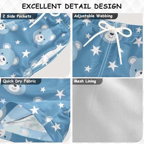 Boys Swim Trunks Blue Bear Pattern Star Toddler Swim Shorts Little Boys Board Shorts3
