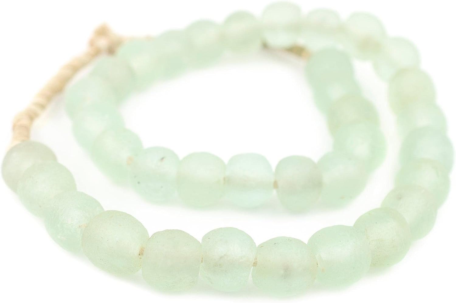 The Bead Chest African Recycled Glass Beads – Handmade in Ghana – Pastel Green 18mm Strand for Jewelry Making, Crafts, and Home Decor I Approximately 35 Beads