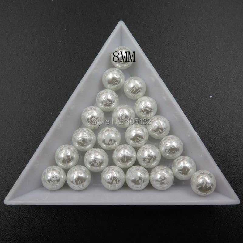 CP 03 3D 50pcs/Bag 8mm White Lines Ball Pearl Nail Art Decoration with Holes|Rhinestones & Decorations| -