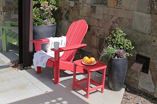 Resinteak 17.50" Tall Adirondack Side Table - Premium Hpde All-Weather Poly Lumber, Easy Maintenance End Table The Perfect Accessory For Adirondack Chair Set-Up, Model: Rstk-Tbl-Red, Color: Red #TOP4