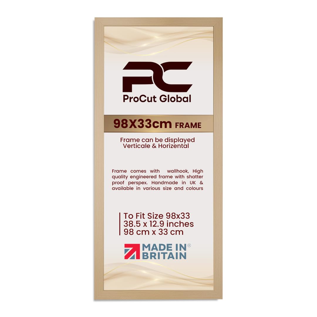 Procut Global 98X33CM Country Pine Picture Frames - Modern Wooden Photo Frame with Shatterproof Perspex for Wall or Tabletop - Perfect for Posters, Certificates, Prints - Sizes & Colors Available
