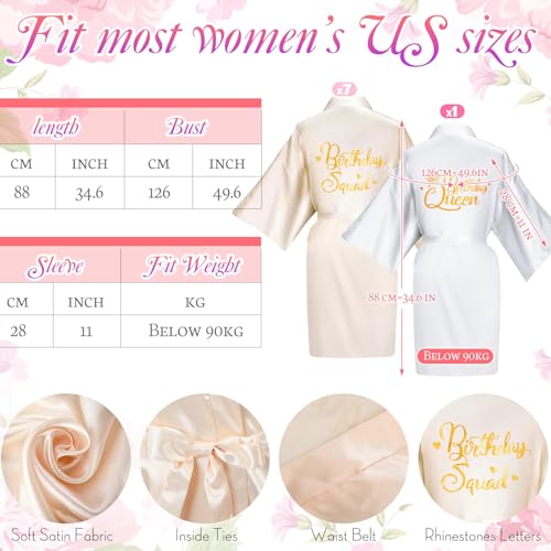 Image of Coume 48 Pcs Women Birthday Robe Birthday Queen Squad Robe Sunglasses Scrunchie Headbands Comb Bag for Spa Party